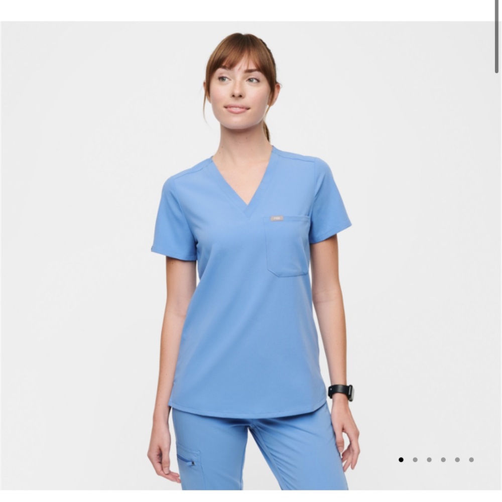 Catarina One Pocket Scrub Top Ceil Blue